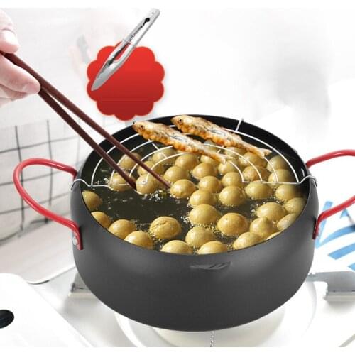 Restaurant Non Stick Tempura Deep Fryer Carbon Steel Easy Clean Kitchen Chicken French Fries Oil Drip Rack Chicken Pot Cooking