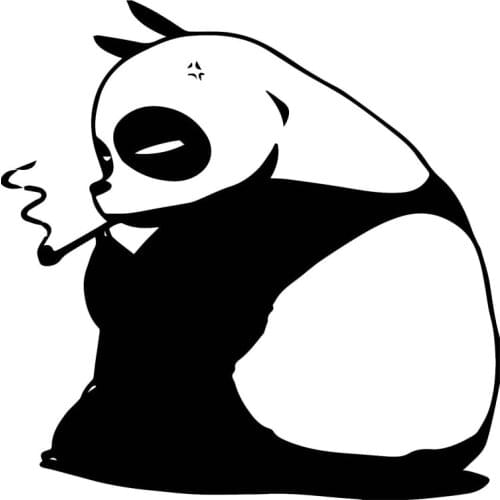 Car Sticker Animal Car Shape Stickers Smoking Fat Panda Funny PVC Car Decoration Sticker Cover Scratch Black/White, 18cm*18cm