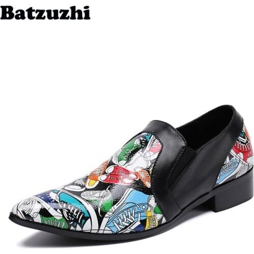 Batzuzhi Fashion Mens Shoes Pointed Toe Leather Men Busines Dress Shoes Party/Club/Wedding Shoes Men zapatillas hombre, EU38-46