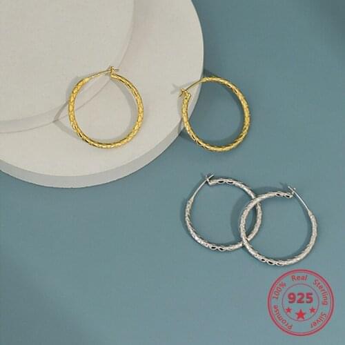 BITWBI 2020 Elegant Femme Round Hoop Earrings Gold/Platinum 925 Sterling Silver 18k Cuff Earrings For Women Wedding Jewelry