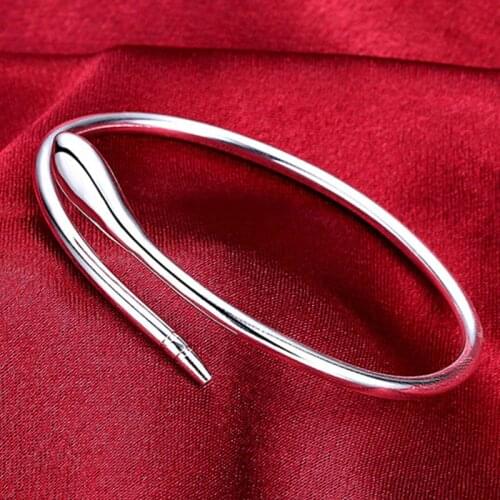DOTEFFIL 925 Sterling Silver Smooth Arrow Bangle Bracelet For Woman Wedding Engagement Fashion Charm Party Jewelry