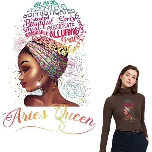 Black Queen Patches Hoodie Tops Heat Press Diy Hot Tear Transfer Paper Angel Wings Patch Washable Iron On Sticker
