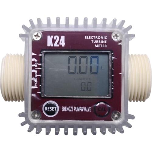 Digital Lcd K24 Flow Meter Turbine Fuel Flow Tester For Chemicals Water Sea Liquid Flow Meters Measuring Tools