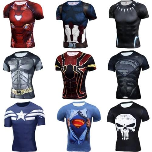 Marvel 3D Kids Tshirts Anime Spiderman Compression Shirt Fitness T-shirt teenager Short Sleeve Cosplay Costume Boys Hulk Tshirt