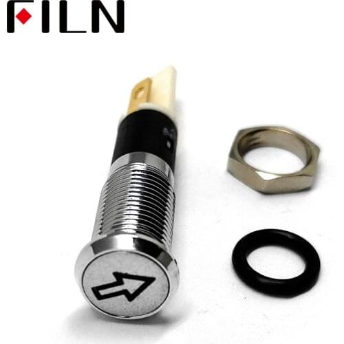FILN 8mm C11 Car dashboard silver shell Turn signal marking 12v led indicator light with Solder foot
