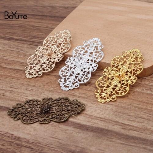 BoYuTe (30 Pieces/Lot) 28*56MM Metal Brass Flower Filigree Fittings Handmade Diy Jewelry Findings Components