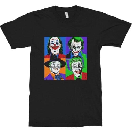 Four Jokers Pop Art T Shirt Joaquin Phoenix Heath Ledger Jack Nicholson Tee Womens and Mens Sizes