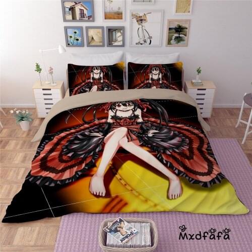 Mxdfafa Japanese Anime DATE A LIVE Printed Duvet Cover Set Bedding Set Luxury Include 1 Duvet Cover and 2 dakimakura covers