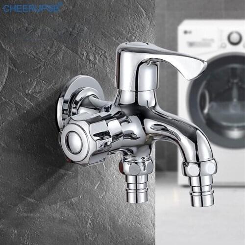 Bathroom Bibcock Faucet Wall Mount Copper Spool Tap Chrome Washing Machine Mop Faucets Washroom Outdoor Garden Water Taps Small