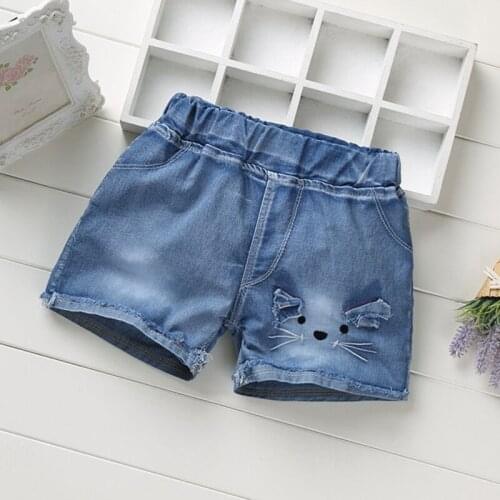 Summer Fashion Girls Soft Denim Pocket Short Jeans Pants Baby Casual Trousers Kids Childrens Clothing For 2-12