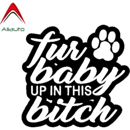 Aliauto Lovely Funny Car Sticker Fur Baby Up In This Bitch on Board Pet Dog Paw Rescue Vinyl Decal Accessories,15cm*14cm