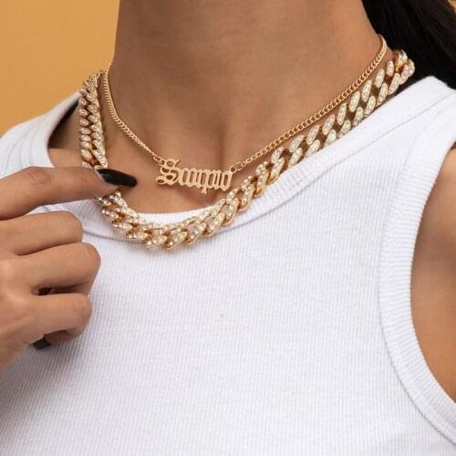 Multilayer Old English Pendant Chain Necklace Necklace Set Diamond Chain Custom Name Necklace Custom Necklace