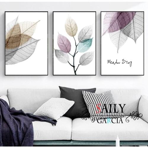 Watercolor Abstract Leaf Canvas Paintings Poster Print Nordic Minimalist Wall Art Pictures for Living Room Bedroom Home Decor
