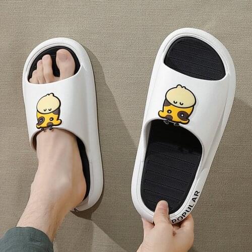Women Slippers Cartoon Non-Slip Bathroom Slippers Open Toe House Slippers Thick Sole Slide Sandals Men Couple Children Shoes