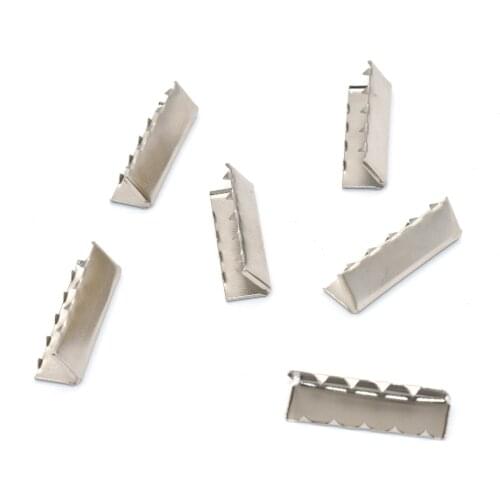 Silver Ribbon End Clamps with Loop Cord Ends Fasteners Clamp Ends Leather Crimp Ends Lanyard clip for Jewelry Making