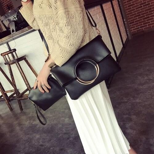 Different Size Bags New Style Korean-style Cool Metal Ring Envelope WOMENS Bag Folding Clutch Shoulder Hand Bag