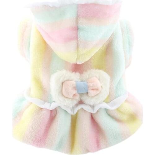 Pet Dogs Warm Hooded Dress Teddy Autumn Winter Coat Windproof Coral Fleece Costumes for Small Medium Large Breed Pet