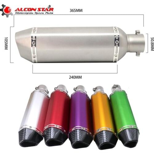 Alconstar- 51mm Motorcycle Exhaust Modify Motocross Exhaust Muffler For Honda CBR250 CB600 For Yamaha FZ6 MT07 ATV Dirt Pit Bike