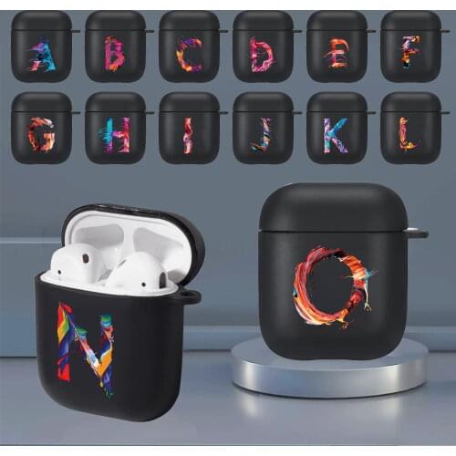 Apple Airpods Earphone Protective Cover for Airpods 1 2 Silicone Anti-drop Wireless Bluetooth Earphone Case with Letter Key Ring