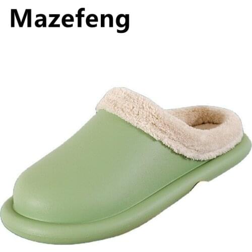 Winter Warm Plush Slippers Waterproof Slippers Woman Men Indoor Slippers Lovers Home Slipper Thick Sole Femael Kitchen Shoes