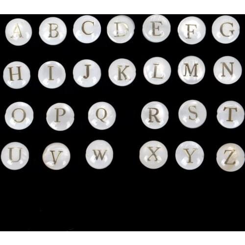 10pcs Round Natural Shell Beads Gold Letter Shell Loose Spacer Beads Necklace Bracelet Decorate For Jewelry Making Diy Accessory