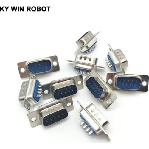 10Pcs NEW RS232 serial port connector DB9 male to Solder /Plug connector 9pin copper RS232 COM socket Adapter