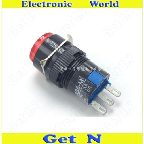 10pcs High Quality AB6-M AL6 LA16-11 Green Red Power Tact Switches Push Buttons 3Pins Self Resets Unlock Power Switches Button