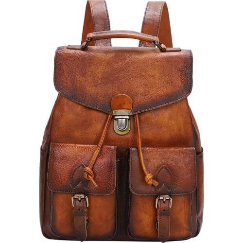 2020 cow skin women leather large backpack outdoor casual handmade bags