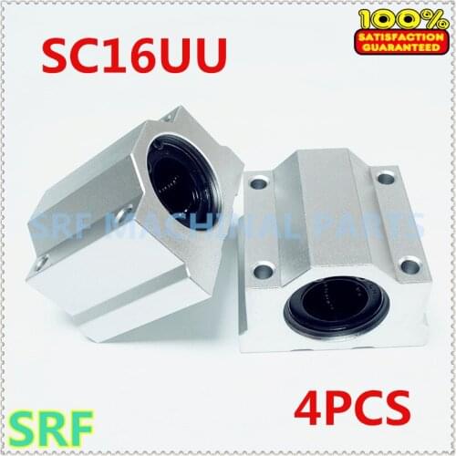 4pcs SC16UU SCS16UU 16mm Linear Ball Bearing block Linear slide block macth use 16mm shaft Rail for CNC part