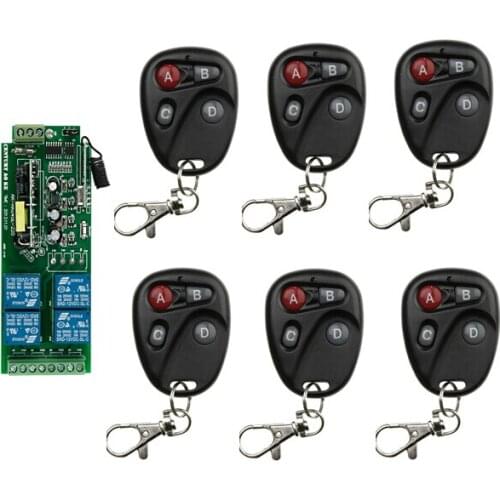 AC 220 V 10 A 4 CH RF Wireless Remote Control 1* Receiver +6* Transmitter lamp/Household appliances 50m
