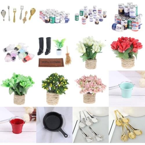 Drink Cans Milk Tea Book Potted Plant Tableware Bucket Dishes Lamp For Dollhouse Furniture Toy Doll House Decoration Accessories