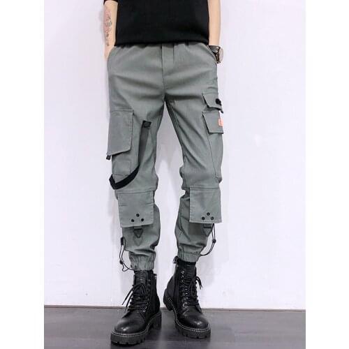 Free Shipping New Spring Mens Trendy Overalls Male Korean Loose Trousers Multi-pocket Functional Casual Handsome Harem Pants