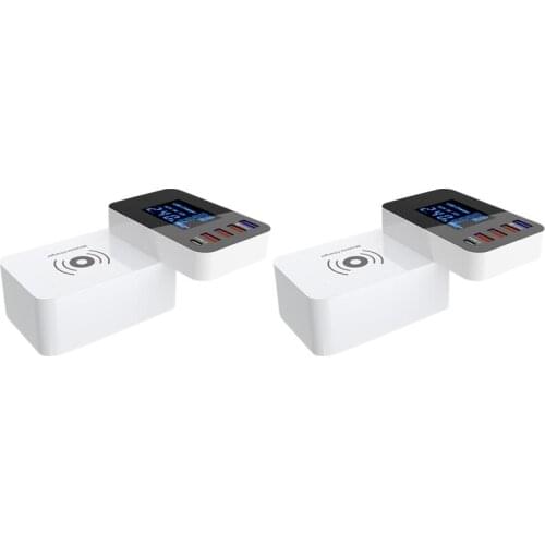 Wireless Charger USB+QC3.0 +Type-C Multifunctional Charger with LED Display for iPhone12 Teclast Tablet