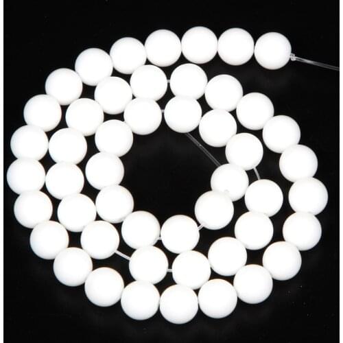 4-12mm Natural Stone Bead Smooth Round White Glass Stone Loose Beads For Jewelry Making DIY Charm Bracelet Necklace Handmade