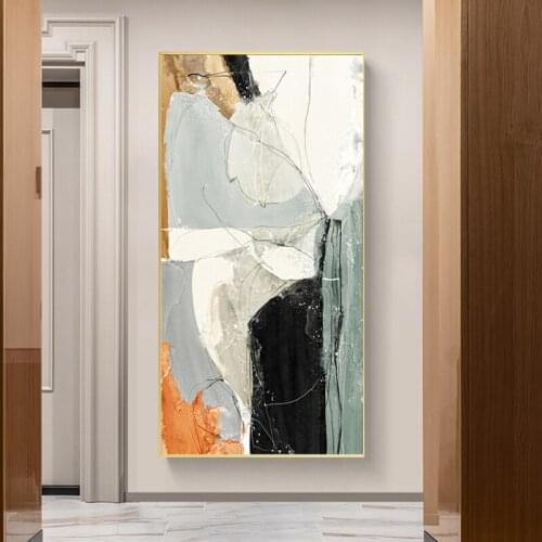 Black and White Nordic Abstract Wall Art Oil Painting Decorative Poster and Print Living Room Bedroom Home Decoration Picture