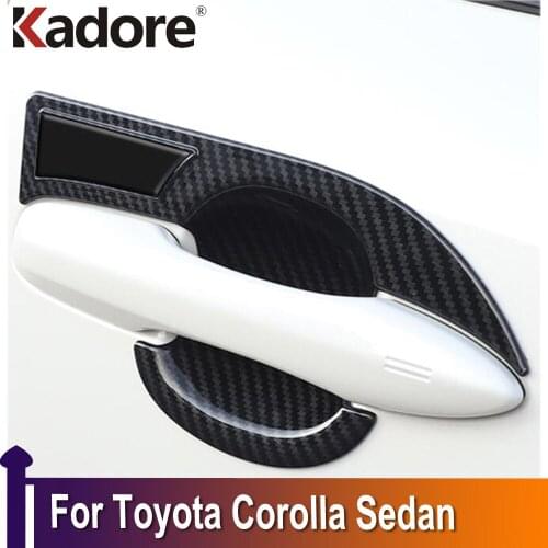 For Toyota Corolla Sedan 2019 2020 2021 ABS Carbon Fiber Side Door Handle Bowl Cover Trim Styling Sticker Exterior Accessories