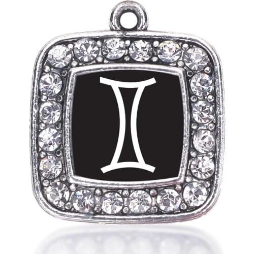 GEMINI ZODIAC CIRCLE CHARM ANTIQUE SILVER PLATED JEWELRY