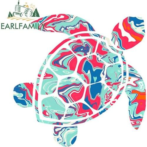 EARLFAMILY 13cm x 13cm for Colored Turtle Waterproof Car Stickers Motorcycle Decal Graffiti Windows Car Door Protector Decor
