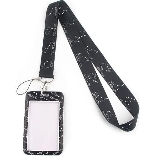 FD0202 Constellation Card Sets Fashion Keychain Belt Phone Lanyard Key ID Card USB Badge Holder DIY Lasso Lanyarde