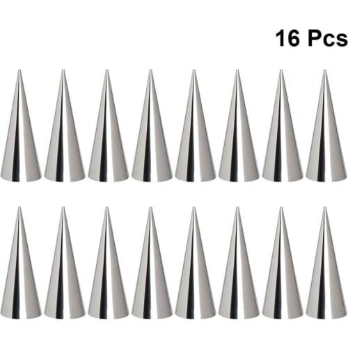 16pcs Stainless Steel Pastry Cream Horn Molds Conical Tube Cone Pastry Roll Horn Mould Kitchen Baking Coil Tool (Large Size)