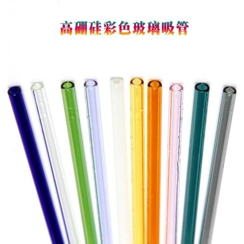 Hot sell 100pcs/lot Fashion Hot Colored Borosilicate Cocktail Glass Drinking Straws For Party