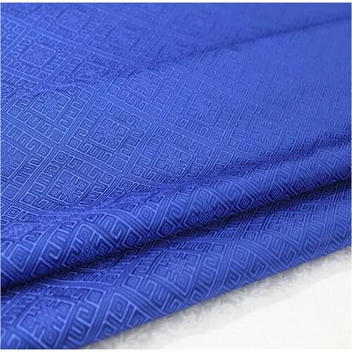 HLQON brocade grid sky blue fabric patchwork felt tissue telas bed sheet cheongsam dress children coat cloth 75cm width