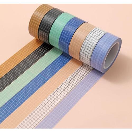 Pure Color Grid Stationery Tape DIY Adhesive Tapes Stickers Multi Color Decorative Sticker Fashion Creative Home Decorative