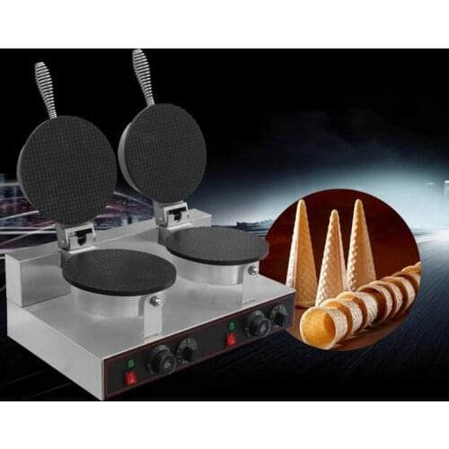 Commercial Ice Cream Cone Machine Electric Waffle Maker Dual Baker 110V / 220V