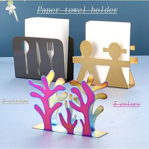 5 Colors Creative Tissue Holder Stainless Steel Tissue Holder Wrought Iron Hollow Out Vertical Decorate For Home Kitchen Bedroom