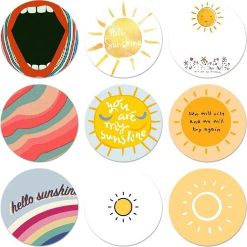 Summer cute sun multicolored rainbow Icons Pins Badge Decoration Brooches Metal Badges For Clothes Backpack Decoration 58mm