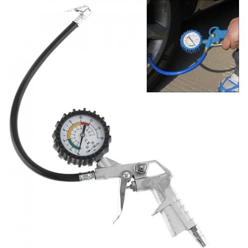 220 Psi Tire Pressure Gauge with Inflating Gun Fit for Auto Car Motorcycle Bicycle