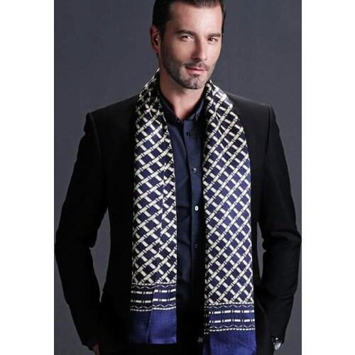 Fashion Brand Mens 100% Silk Long Scarf/Cravat Double Layer Black__ Gifts__For 4 Seasons