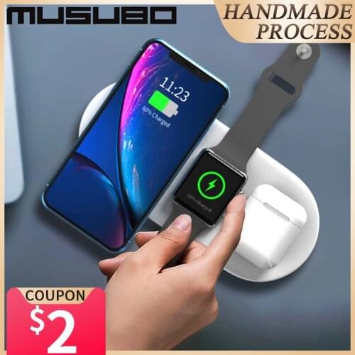 Musubo 10W Wireless Charger For Apple Airpods 2 Fast Charger For iWatch 2 3 4 iPhone 11 Pro Max Xs XR X 8 Plus Wireless Charger