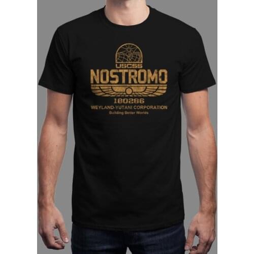 Nostromo T Shirt USCSS Weyland Yutani Alien Predator Prometeus Marines UFO Mens T-Shirt